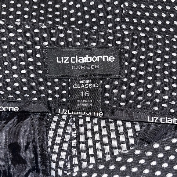Liz Claiborne career Emma classic pants, size 16, black with white polka dots - Picture 5 of 5
